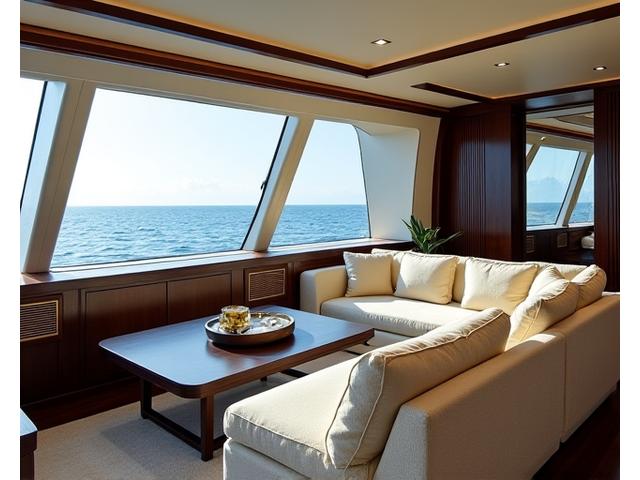 豪華なアクアマレヨットの内部とデッキ