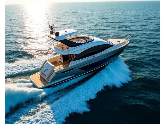 スポーティなシーウィンドヨットが青い海を疾走する様子